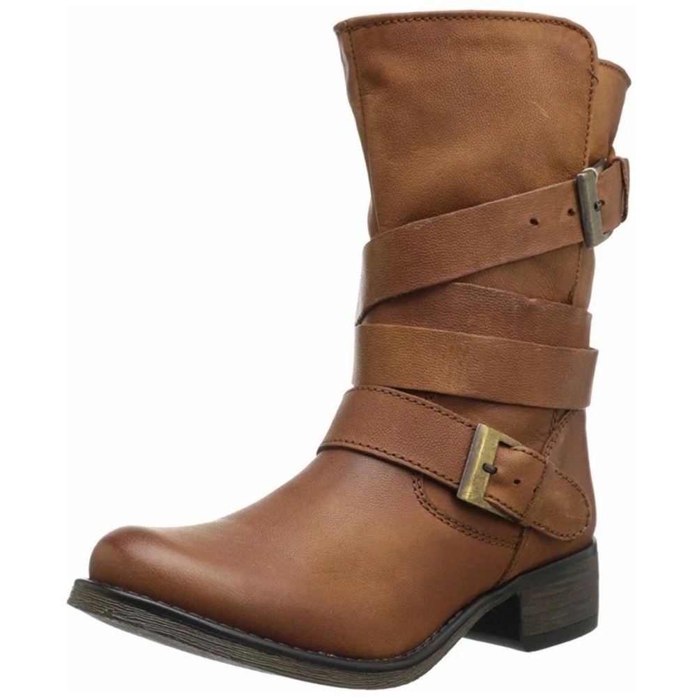 Brown Leather Combat & Moto Boots